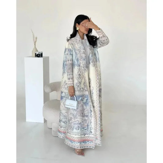 Abaya Vintage Printed Cardigan Loose Large Size Luxury Spring