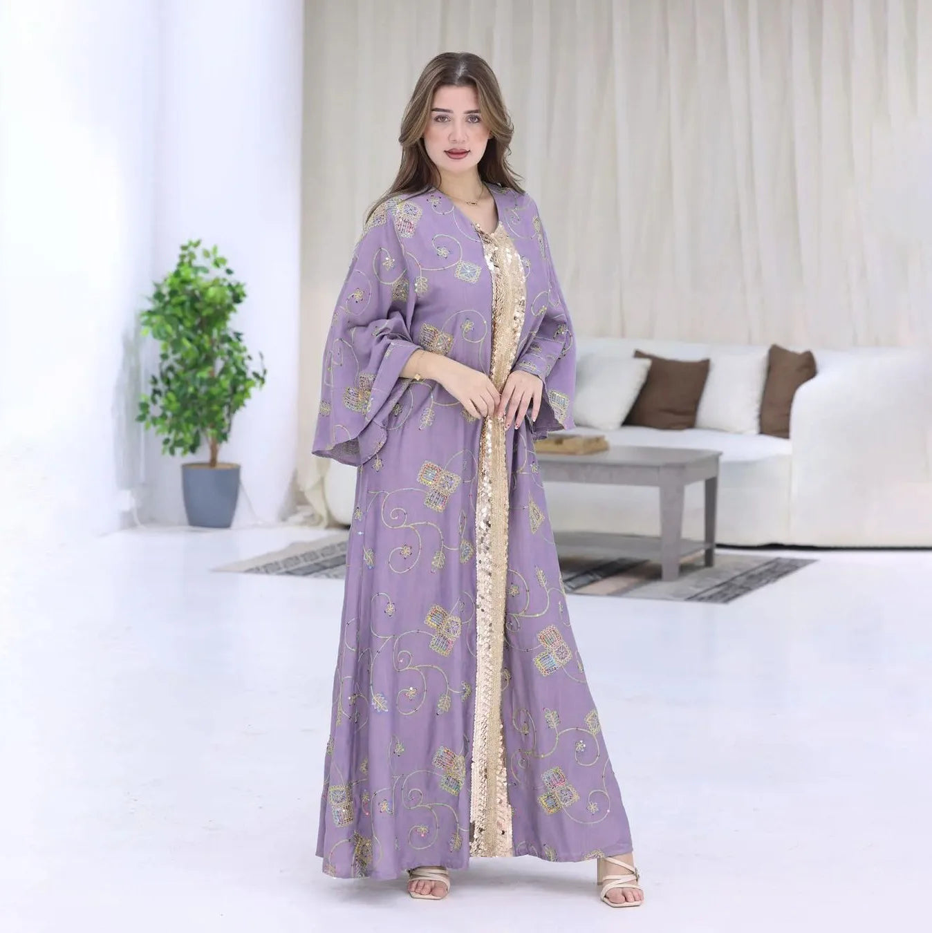 Embroidery Sequins Abaya Maxi Kaftan Party Caftan Party es