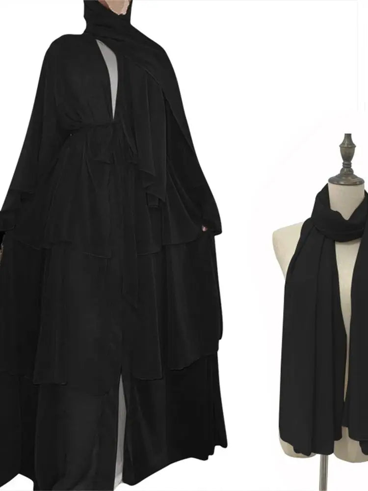 Summer Open Chiffon Kimono Abaya Luxury Set