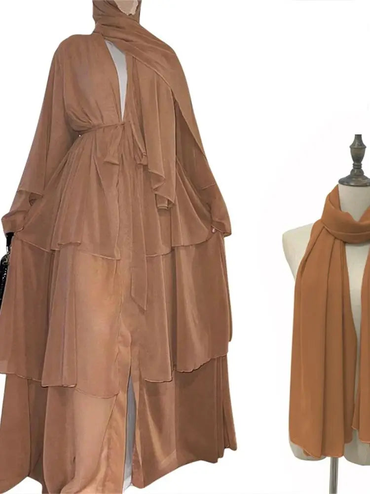 Summer Open Chiffon Kimono Abaya Luxury Set