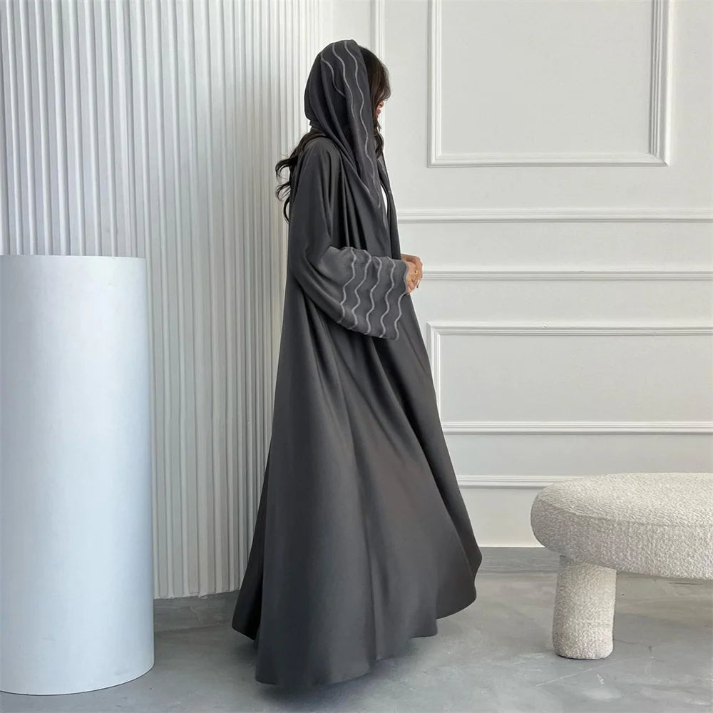 Kimono Open Abaya with Hijib Kebaya Kaftan Arabe