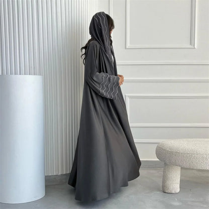 Kimono Open Abaya with Hijib Kebaya Kaftan Arabe