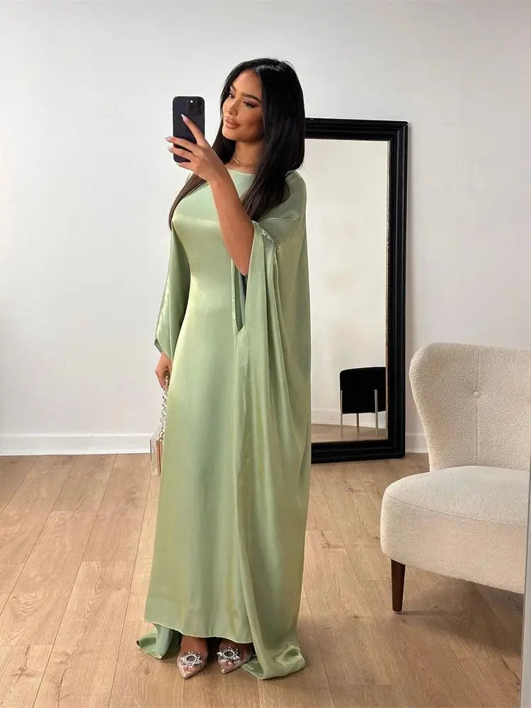 Summer Satin Batwing Abaya Maxi Kaftan Caftan ne