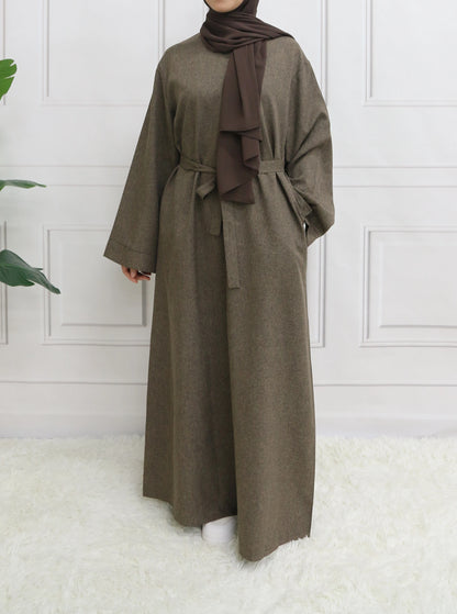 Closed Plain Long Sleeve Abaya Without With Belt Basic Clothes