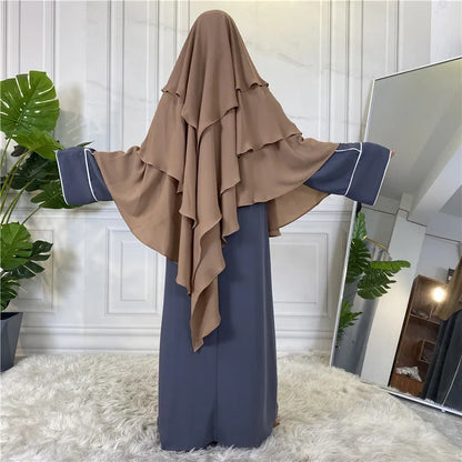 3 Layers Chiffon Long Headcover Headscarf Niqab Headdress