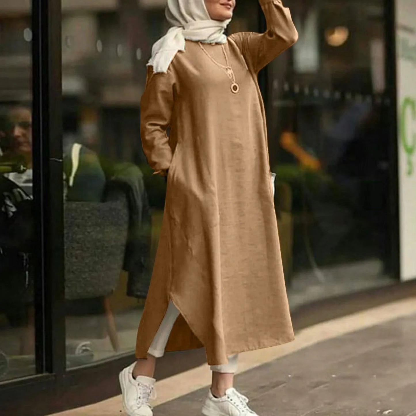Long Sleeve Casual Arabian Abayas Solid Color Abaya Turkey Kaftans s Maxi