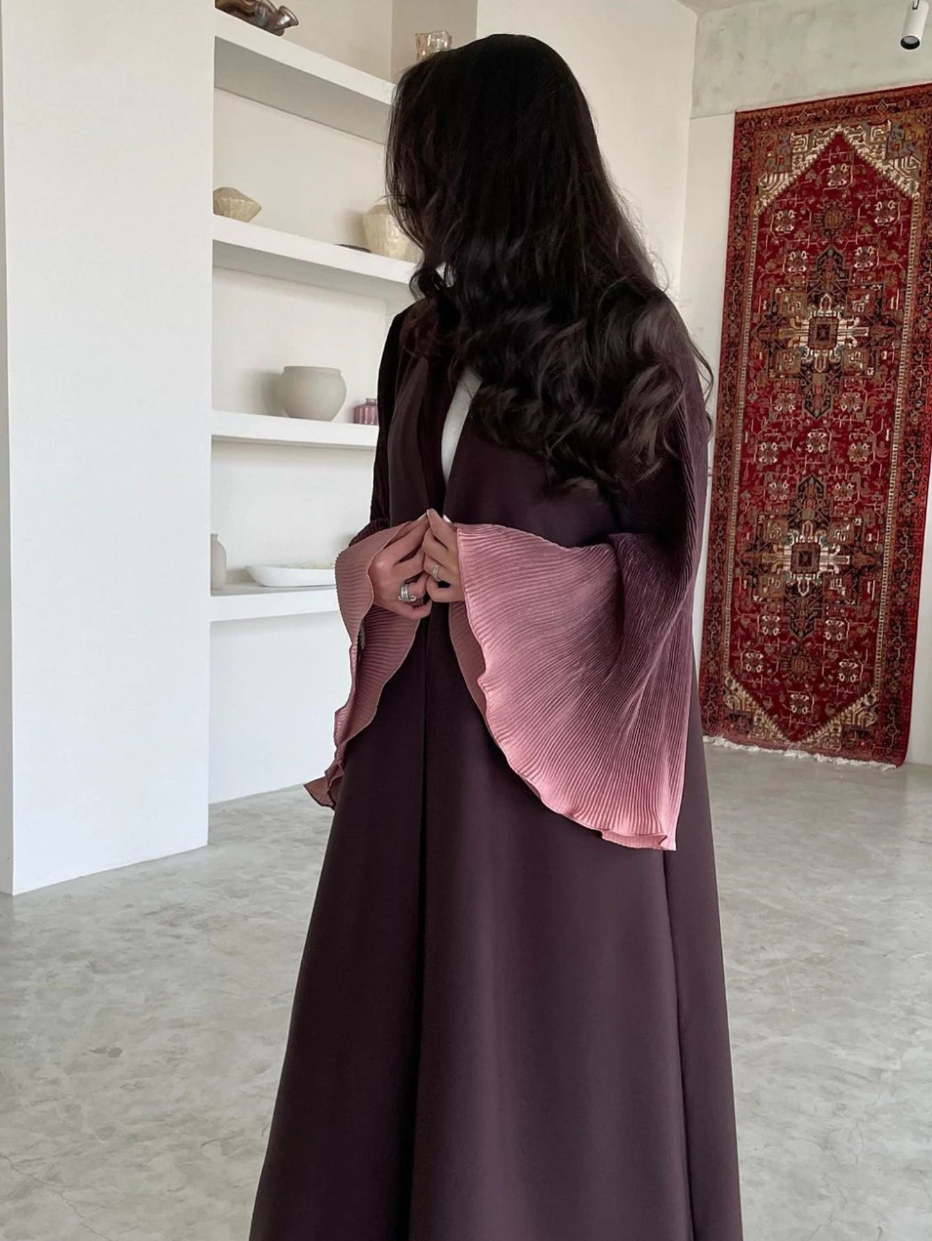Open Front Abaya Flare Sleeve Casual Kaftans Maxi dress