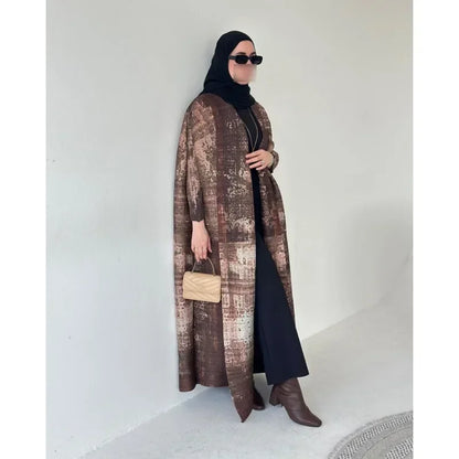 Abaya Vintage Printed Cardigan Loose Large Size Luxury Spring