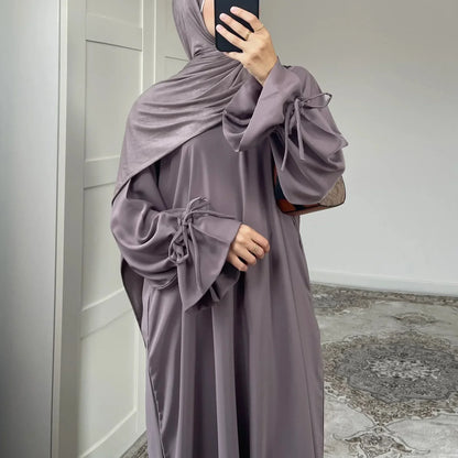Plain Black Abaya drawstring Maxi Kaftan Kebaya Caftan