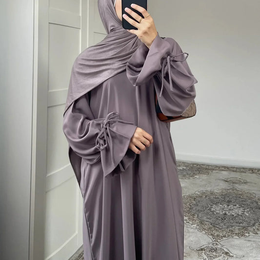 Plain Black Abaya drawstring Maxi Kaftan Kebaya Caftan