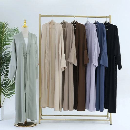 Plain Stain Abaya Luxury Open Black Abayas Kimono Kaftan Turkey Collections