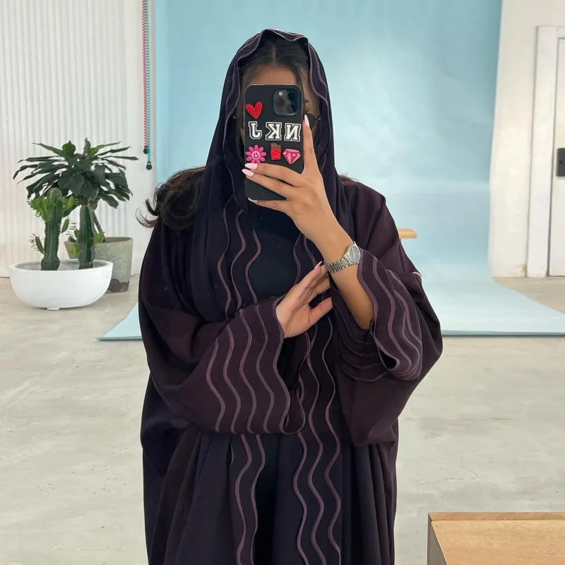 Abaya Black Gray Open Abayas With Hijab Outfit Kaftan Kebaya Cardigan