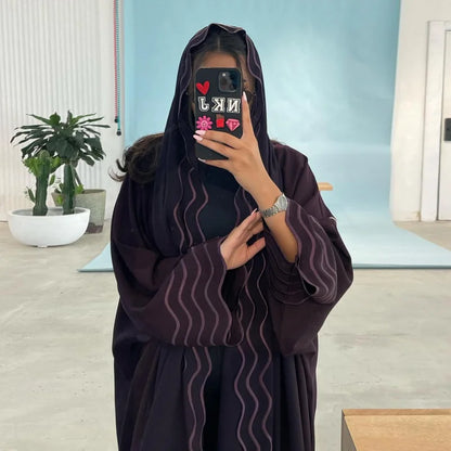Abaya Black Gray Open Abayas With Hijab Outfit Kaftan Kebaya Cardigan