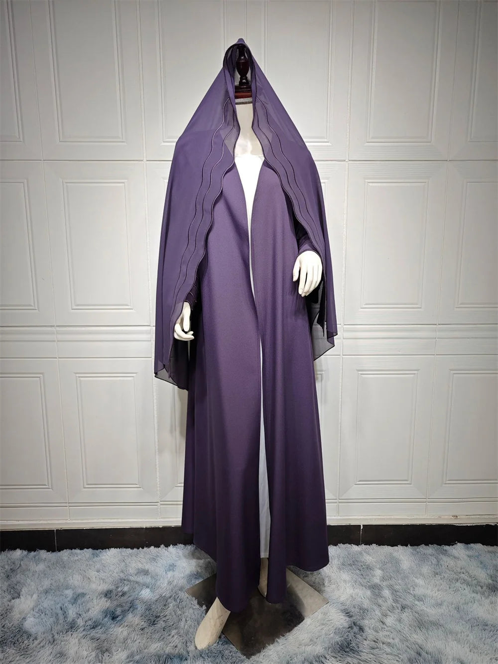 Kimono Open Abaya with Hijib Kebaya Kaftan Arabe
