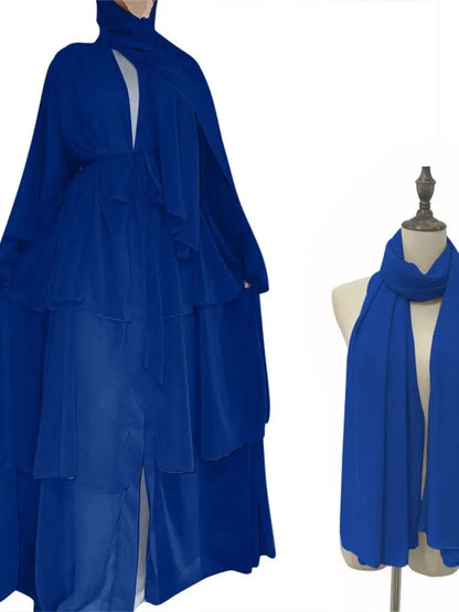 Summer Open Chiffon Kimono Abaya Luxury Set