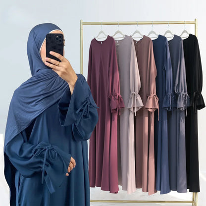 Plain Black Abaya drawstring Maxi Kaftan Kebaya Caftan