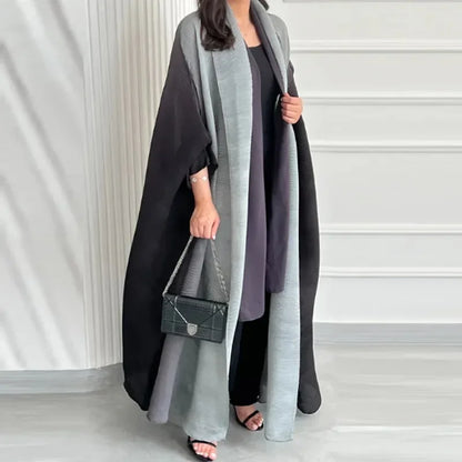 Wrinkled Windbreaker Jacket Bat Sleeve Scarf Collar Gradient Long Retro Coats and Jackets
