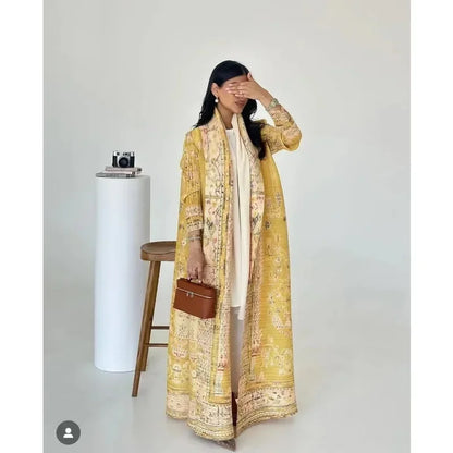 Abaya Vintage Printed Cardigan Loose Large Size Luxury Spring