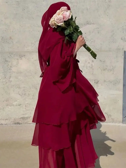 Summer Open Chiffon Kimono Abaya Luxury Set