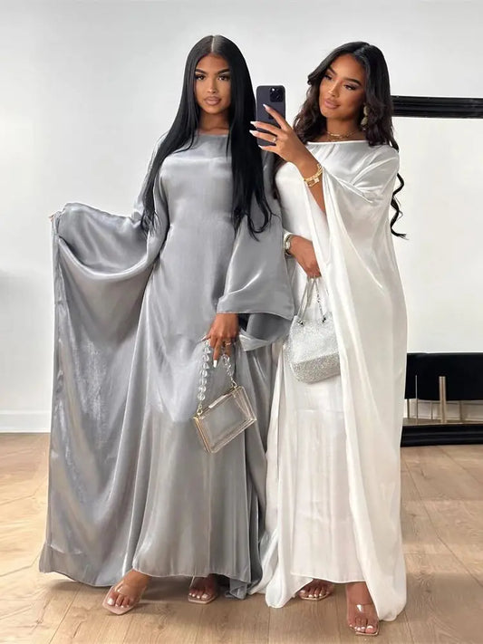 Summer Satin Batwing Abaya Maxi Kaftan Caftan ne