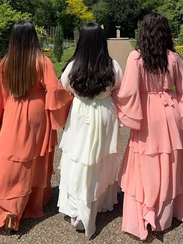 Summer Open Chiffon Kimono Abaya Luxury Set