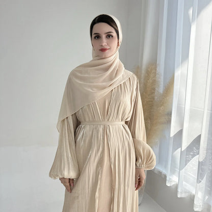 Luxury Abaya Musulman With Hijab 'S Belted Sets Moroccan Caftan