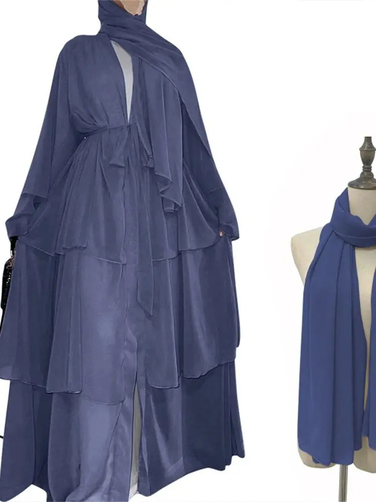 Summer Open Chiffon Kimono Abaya Luxury Set