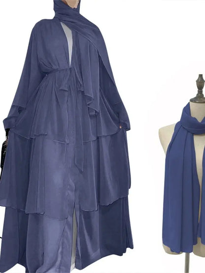 Summer Open Chiffon Kimono Abaya Luxury Set