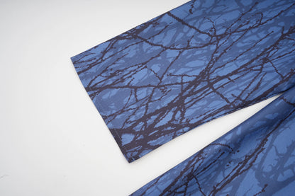Blue Tree Branch Design Open Abaya Long Outer Garment Moroccan ing in Daily Life or