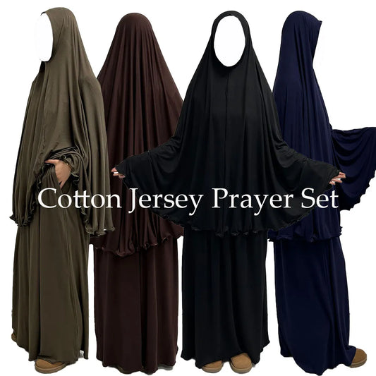 Cotton Jersey Set Stretchy Satin Rope Instant Skirt Pockets 2 Piece