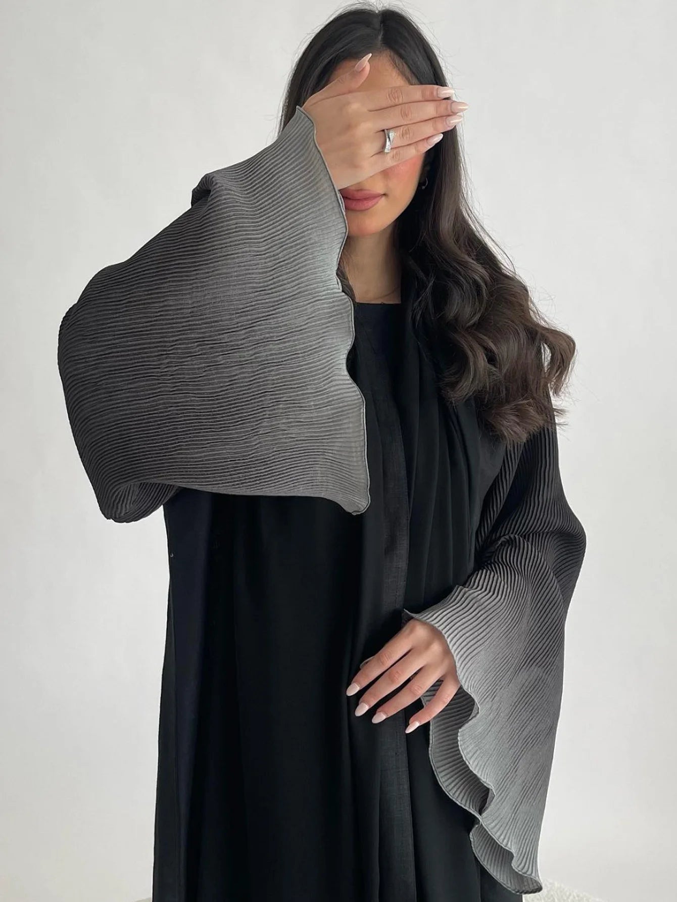Open Front Abaya Flare Sleeve Casual Kaftans Maxi dress
