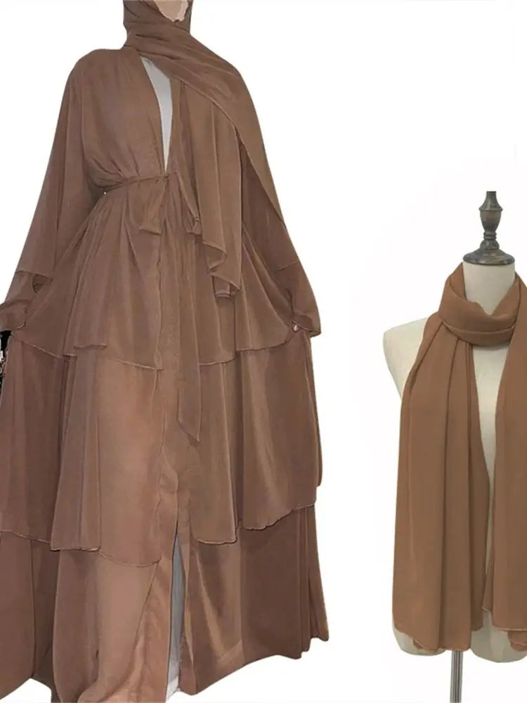 Summer Open Chiffon Kimono Abaya Luxury Set