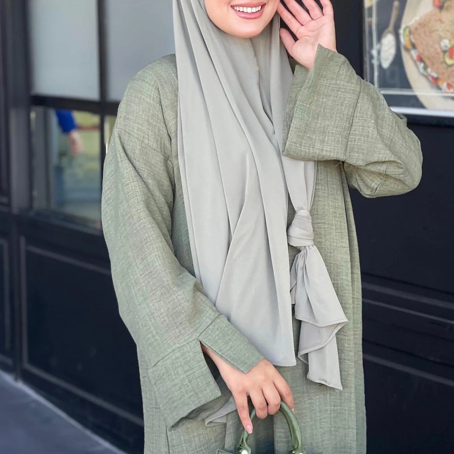 2025 Cardigan Ramdan Kimono Abaya Luxury Church Turkey Linen Open