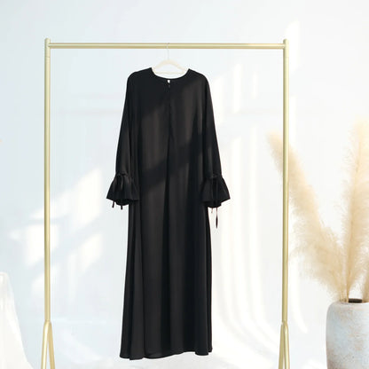 Plain Black Abaya drawstring Maxi Kaftan Kebaya Caftan