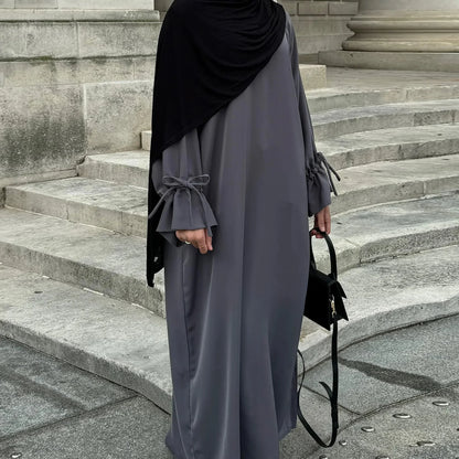 Plain Black Abaya drawstring Maxi Kaftan Kebaya Caftan