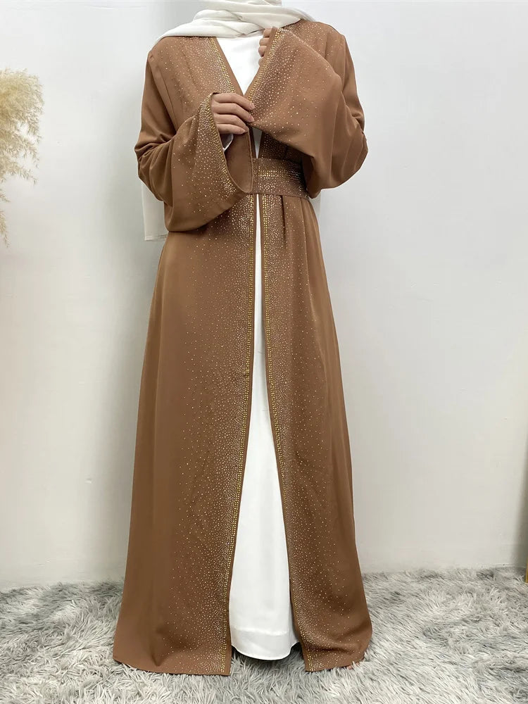 Selling Rhinestone Cardigan With Pockets Kebaya Kimono Abaya Red