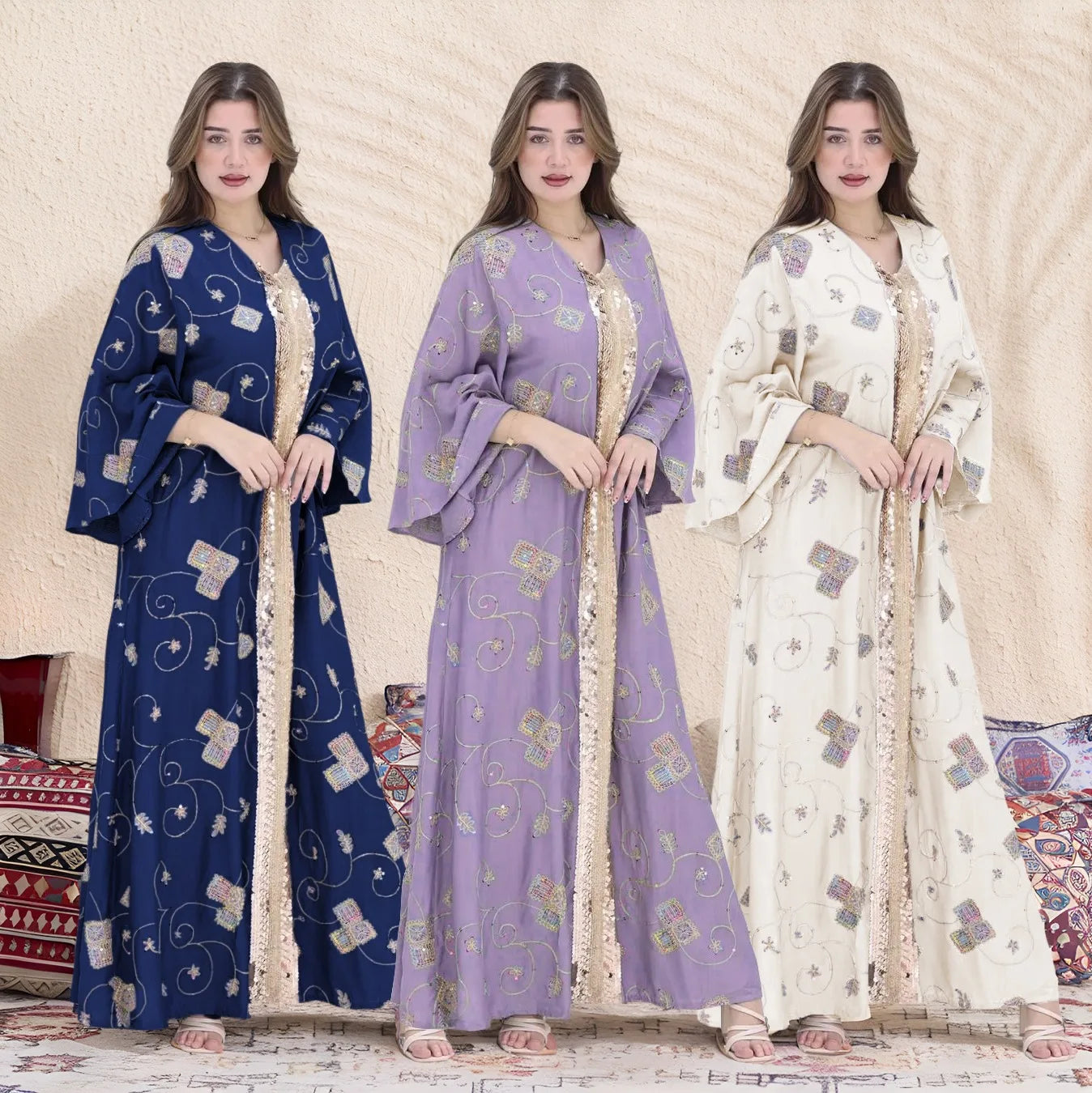 Embroidery Sequins Abaya Maxi Kaftan Party Caftan Party es