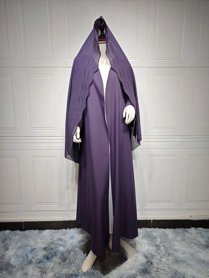 Abaya Black Gray Open Abayas With Hijab Outfit Kaftan Kebaya Cardigan
