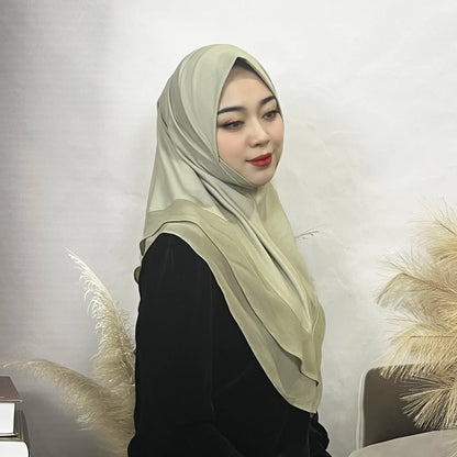 Hijab ern 's Turban Scarf Solid Color Multi-Color Crystal Linen Double Layer Chiffon Hijab Hat