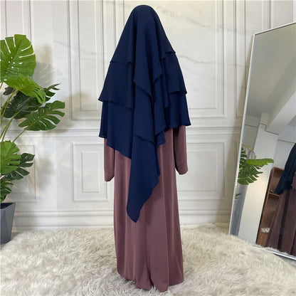 3 Layers Chiffon Long Headcover Headscarf Niqab Headdress