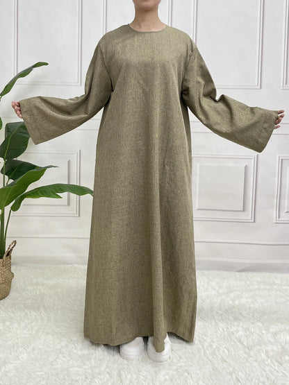 Closed Plain Long Sleeve Abaya Without With Belt Basic Clothes