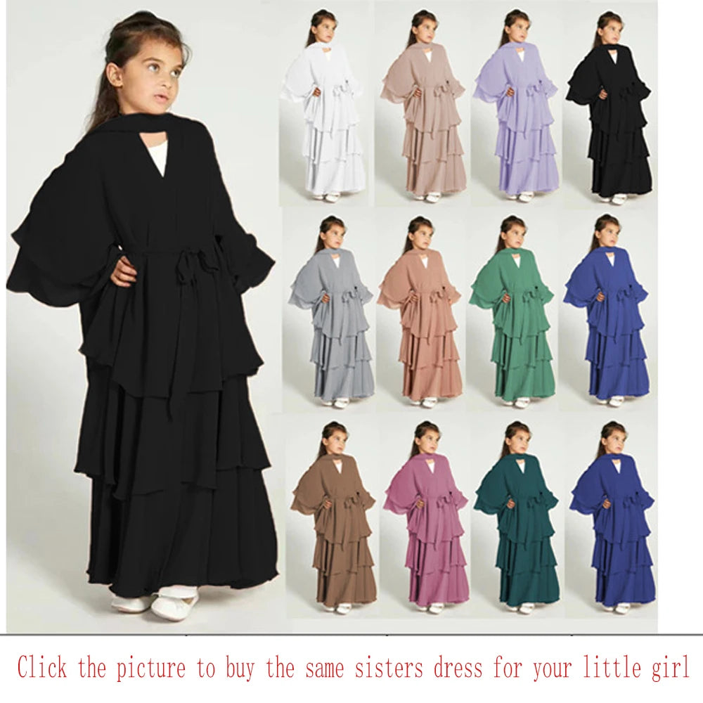 Summer Open Chiffon Kimono Abaya Luxury Set