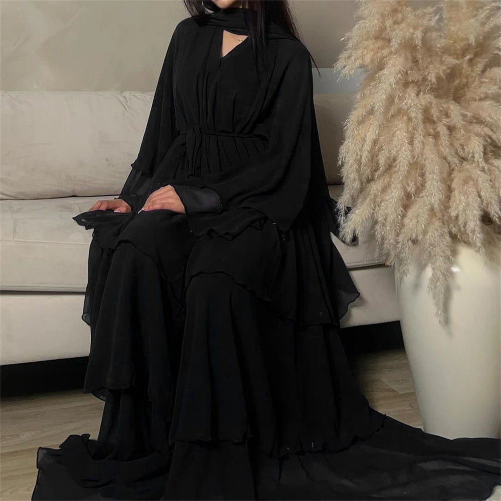 Summer Open Chiffon Kimono Abaya Luxury Set