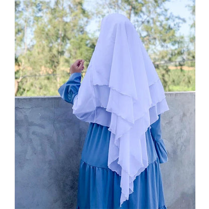 3 Layers Chiffon Long Headcover Headscarf Niqab Headdress